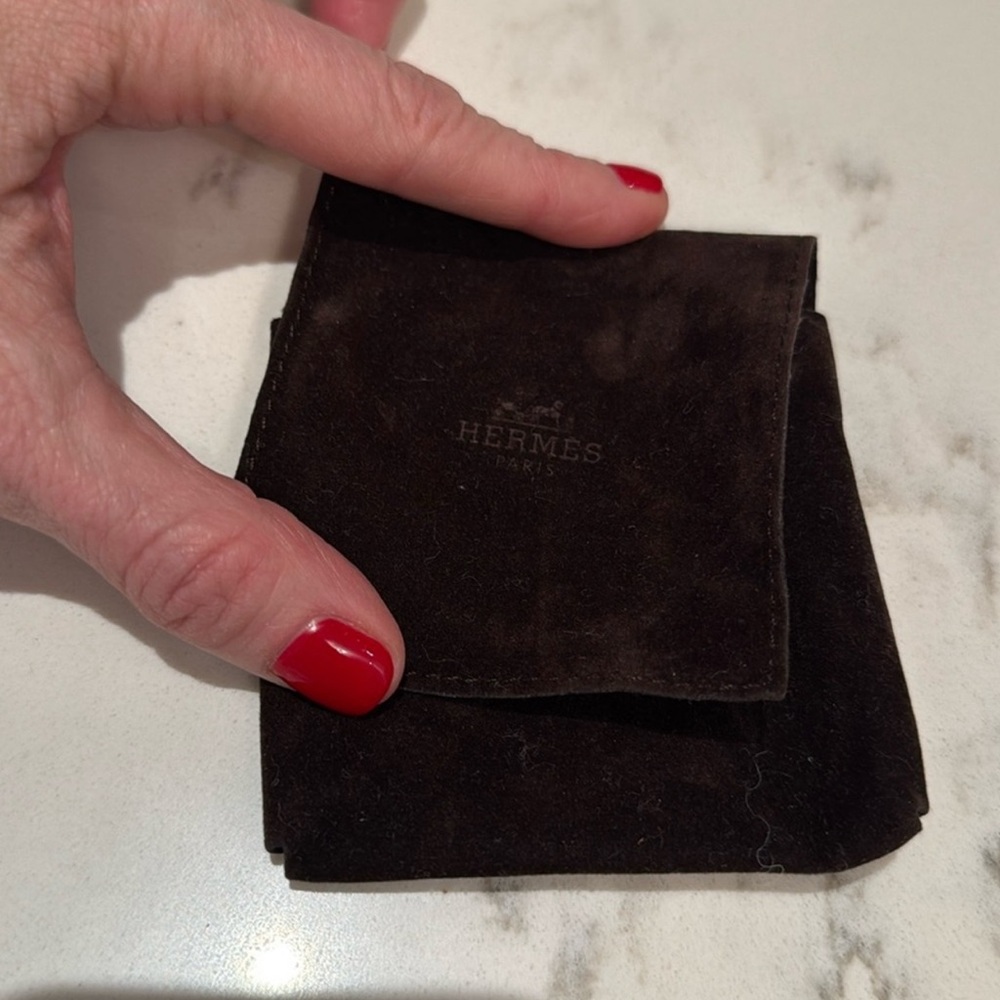 Hermes Dark Brown Suede Pouch